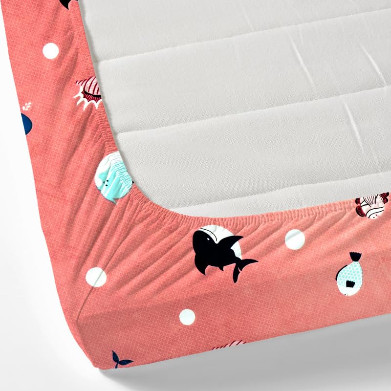 Innovative Edge Single Mattress Protector - 100% Waterproof TPU Layer - Ultra Soft Breathable Fabric - Fully Elasticated Fitted Style - Pink Fish - Image 4