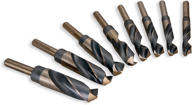 EFFICERE 8-Piece Premium 1/2” Reduced Shank Silver and Deming Large Drill Bit Set in Aluminum Carry Case, M2 High Speed Steel, 135-Degree Split Point | SAE Inch Size 9/16” - 1” by 1/16th Increment - Image 4