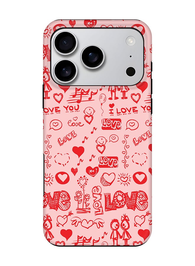 Stylizedd Tough Pro Magnetic Case for iPhone 17 Pro, Dual Layer hybrid PC + TPU Mobile Cover Matte - Love Doodle