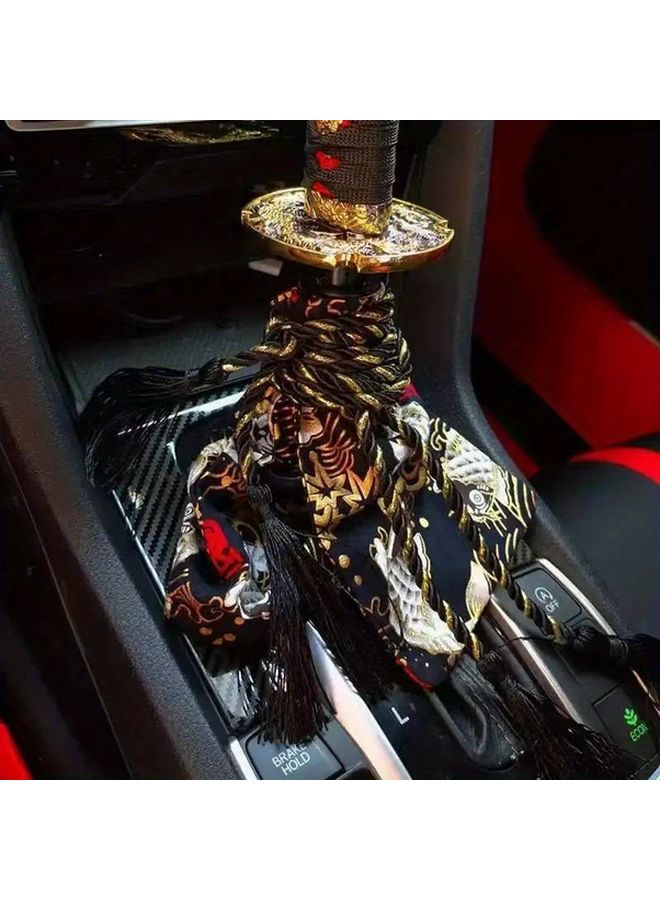 Universal Dust Cover Shift Knob Collars With Adapters 200mm JDM Katana Samurai Sword Shift Knob Car Gear Lever Black - Image 2