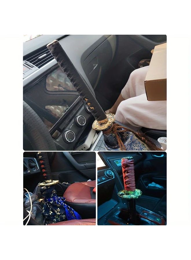 Universal Dust Cover Shift Knob Collars With Adapters 200mm JDM Katana Samurai Sword Shift Knob Car Gear Lever Black - Image 4