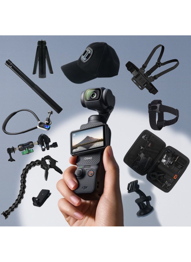لملحقات الكاميرا الرياضية DJI Osmo Pocket3، إطار للرأس، حزام للصدر، مشبك للظهر، عصا سيلفي، حامل ثلاثي القوائم - اللون: Pocket3 مرآة تعزيز واسعة [إزالة وتخزين عند إيقاف التشغيل]