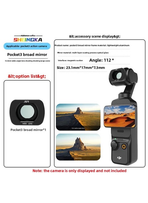 لملحقات الكاميرا الرياضية DJI Osmo Pocket3، إطار للرأس، حزام للصدر، مشبك للظهر، عصا سيلفي، حامل ثلاثي القوائم - اللون: Pocket3 مرآة تعزيز واسعة [إزالة وتخزين عند إيقاف التشغيل]