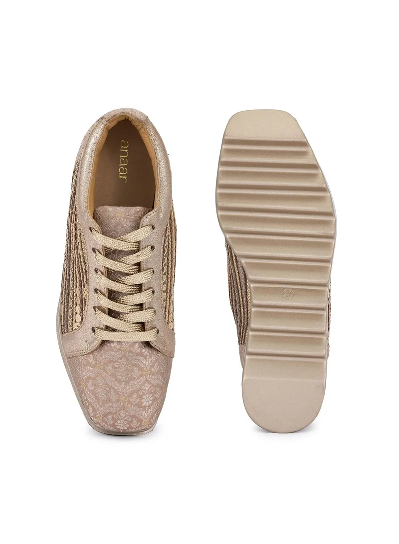 Anaar Anaar Gatsby Wedge Sneakers, Womens Festive, Special Occasion and Partywear Premium Shoes