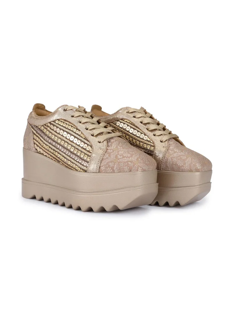 Anaar Anaar Gatsby Wedge Sneakers, Womens Festive, Special Occasion and Partywear Premium Shoes