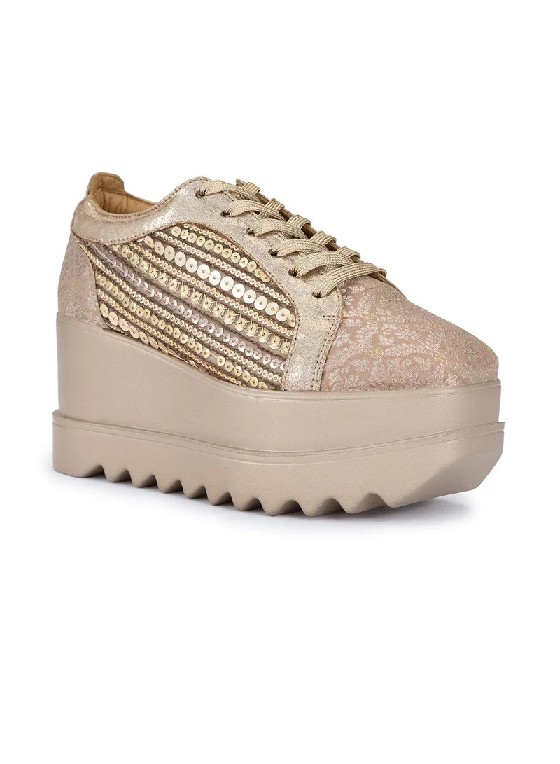 Anaar Anaar Gatsby Wedge Sneakers, Womens Festive, Special Occasion and Partywear Premium Shoes