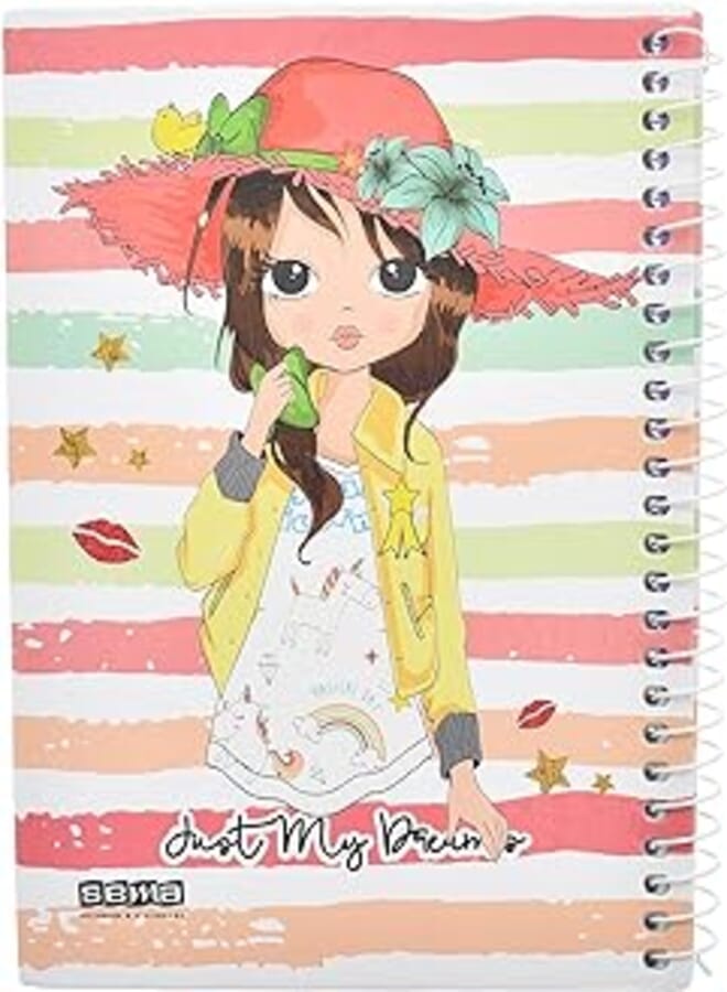 Sema High Quality Spiral Lined NoteBook With Hard Cover 16 * 23cm, 80 Sheets For Office And Students - Multi Color