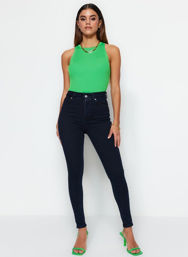 trendyol Midnight Blue Slimming Effect Super High Waist Skinny Jeans TWOSS23JE00080 - Image 2