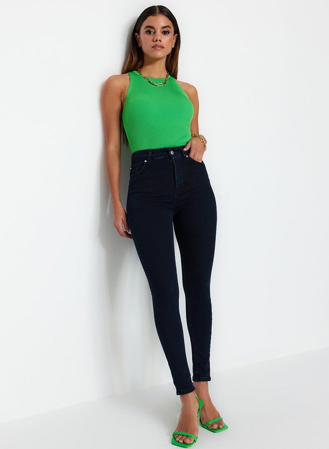 trendyol Midnight Blue Slimming Effect Super High Waist Skinny Jeans TWOSS23JE00080 - Image 1