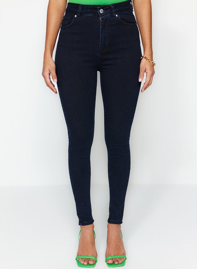 trendyol Midnight Blue Slimming Effect Super High Waist Skinny Jeans TWOSS23JE00080 - Image 4
