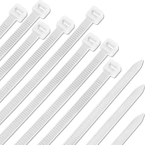 Saisn 100pcs Zip Ties Plastic Cable Zip Ties Self-Locking Nylon Wire Ties Heavy Duty Ultra Strong Zip Straps (10 Inch, White) - Image 1