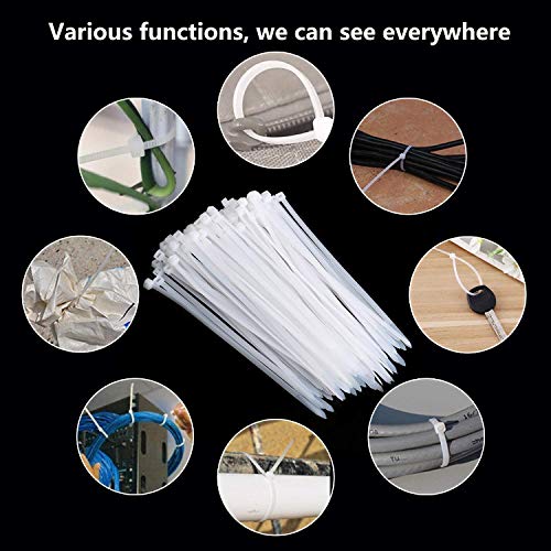 Saisn 100pcs Zip Ties Plastic Cable Zip Ties Self-Locking Nylon Wire Ties Heavy Duty Ultra Strong Zip Straps (10 Inch, White) - Image 2
