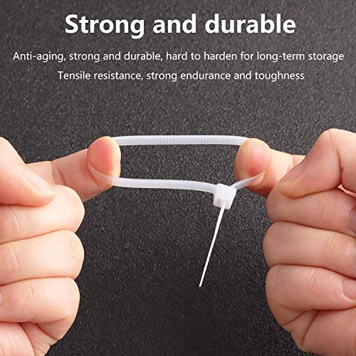 Saisn 100pcs Zip Ties Plastic Cable Zip Ties Self-Locking Nylon Wire Ties Heavy Duty Ultra Strong Zip Straps (10 Inch, White) - Image 3