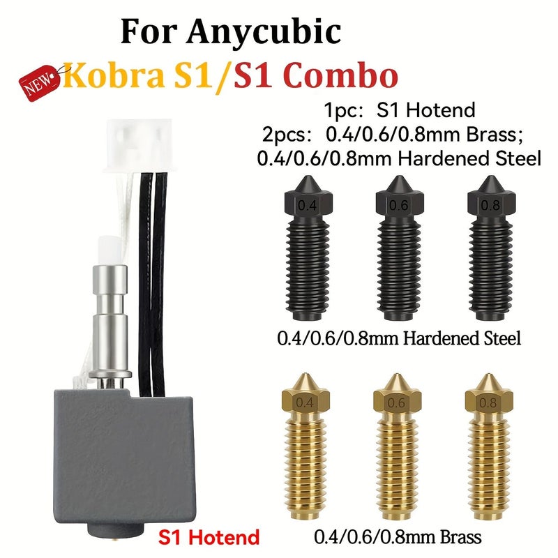 1 Pcs Hotend For 3D Printer 2 Pcs 0.6mm Brass Nozzles Replacement Parts - Image 1