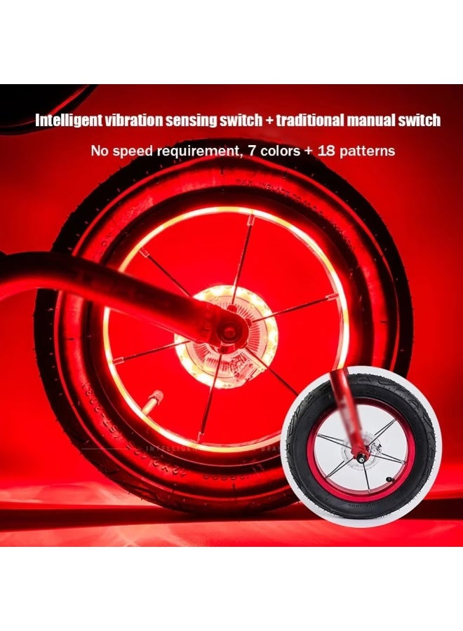 Cycling Hub Lights, Bicycle Wheel Lights, USB Rechargeable LED Bicycle Wheel Hub Lights with 7 Colors & 18 Modes, Smart Vibration Sensor, Waterproof Cycling Wheel Lights for Kids Balance Bikes & Adult Mountain Bikes - Image 4