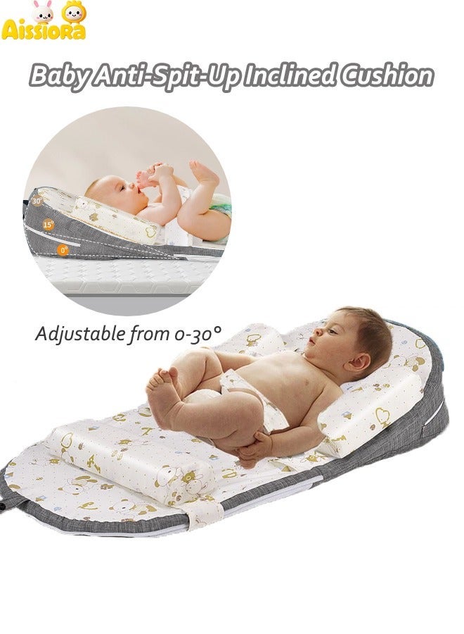 Aissiora Adjustable Nursing Pillow for Breastfeeding Infant Anti-Spit Milk Slope Mat Adjustable Baby Wedge Lounger  Multi-Functional and Multi-Layer Posture Support Pillow - Image 1