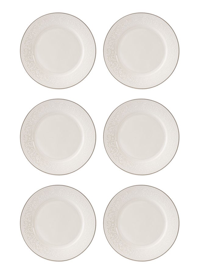 سيليا طقم صحون عشاء بورسلان 6 قطع أبيض مقاس 8 إنش - Image 1