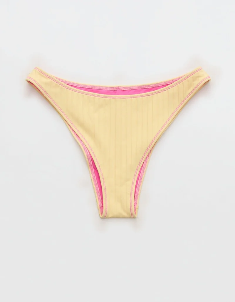 Aerie  Aerie Ribbed Mid Rise Cheeky Bikini Bottom for Women | Best Price UAE