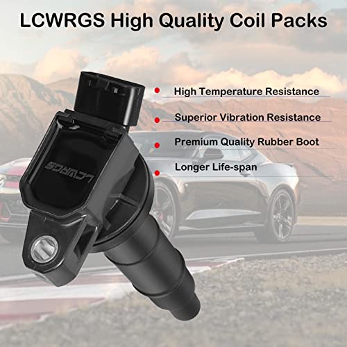 LCWRGS مجموعة من 4 حزم لفائف الإشعال وشمعات الإشعال لسيارات تويوتا كامري هايلاندر RAV4 ماتريكس سولارا كورولا سايون TC xB 2002 2003 2004 2005 2006 2007 2008 2009 2.4 L4 شمعات الإشعال واللفائف تحل محل UF333 C1330 - Image 2