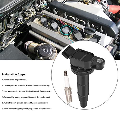 LCWRGS مجموعة من 4 حزم لفائف الإشعال وشمعات الإشعال لسيارات تويوتا كامري هايلاندر RAV4 ماتريكس سولارا كورولا سايون TC xB 2002 2003 2004 2005 2006 2007 2008 2009 2.4 L4 شمعات الإشعال واللفائف تحل محل UF333 C1330 - Image 5