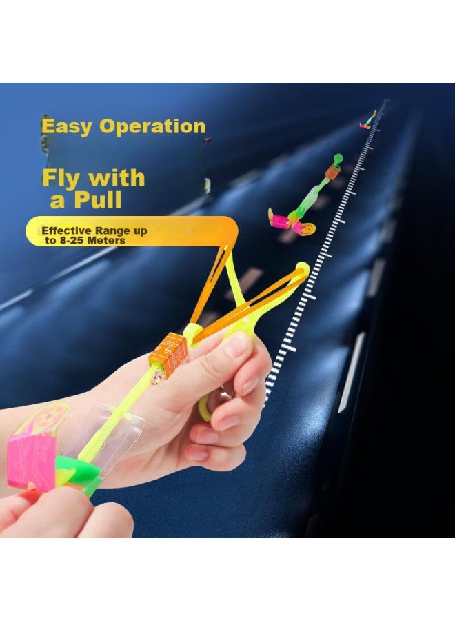 Coodora Slingshot With Light-up Bamboo Dragonfly, Ejection Toy For Boys, Flying Outdoor Night-glow Rotating Toy, 6 Pieces - Image 3