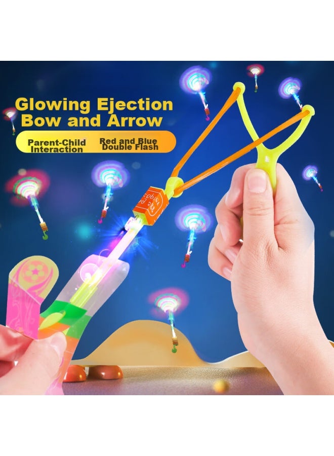 Coodora Slingshot With Light-up Bamboo Dragonfly, Ejection Toy For Boys, Flying Outdoor Night-glow Rotating Toy, 6 Pieces - Image 2