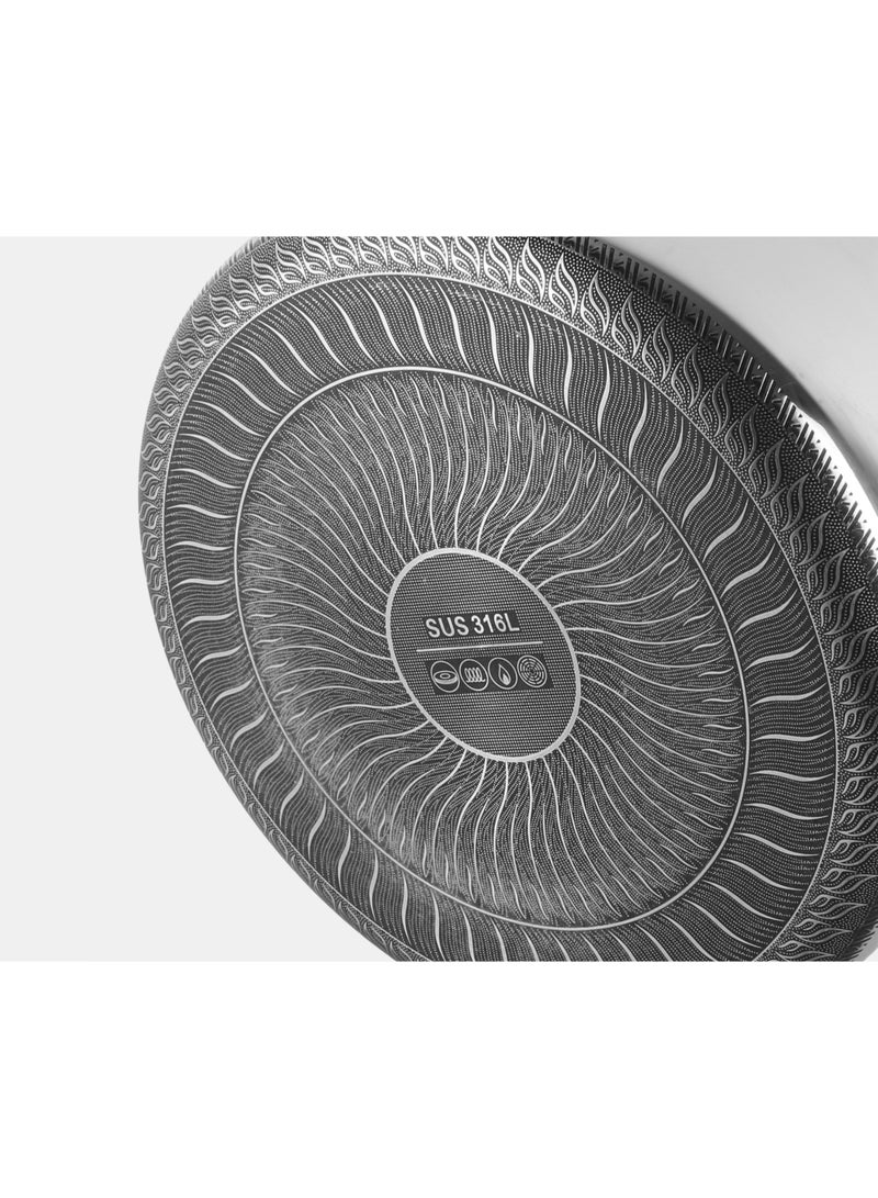 Bidstone Stainless steel Silver Finish Shallow Pot 24 CM (2.8L) – Oven Safe, Heat Resistant Glass Lid, Laser Honeycomb Non-Stick, Dishwasher Friendly, 2-Piece Set - Image 3