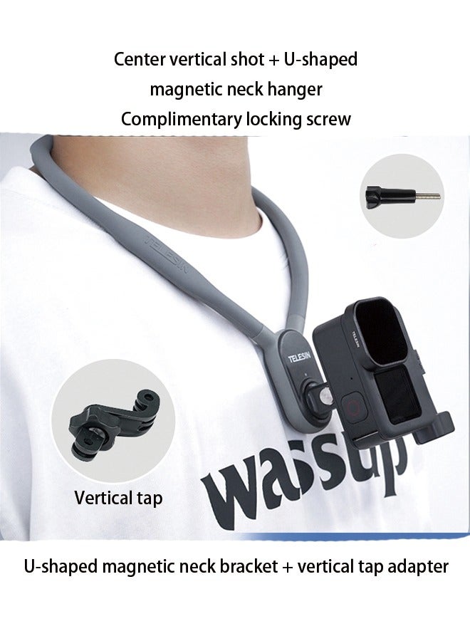 TELESIN Gopro12 Magnetic Halter Bracket Collar X4/X3 Ace DJI Action4 Halter Neck Fixing Bracket  - Image 1