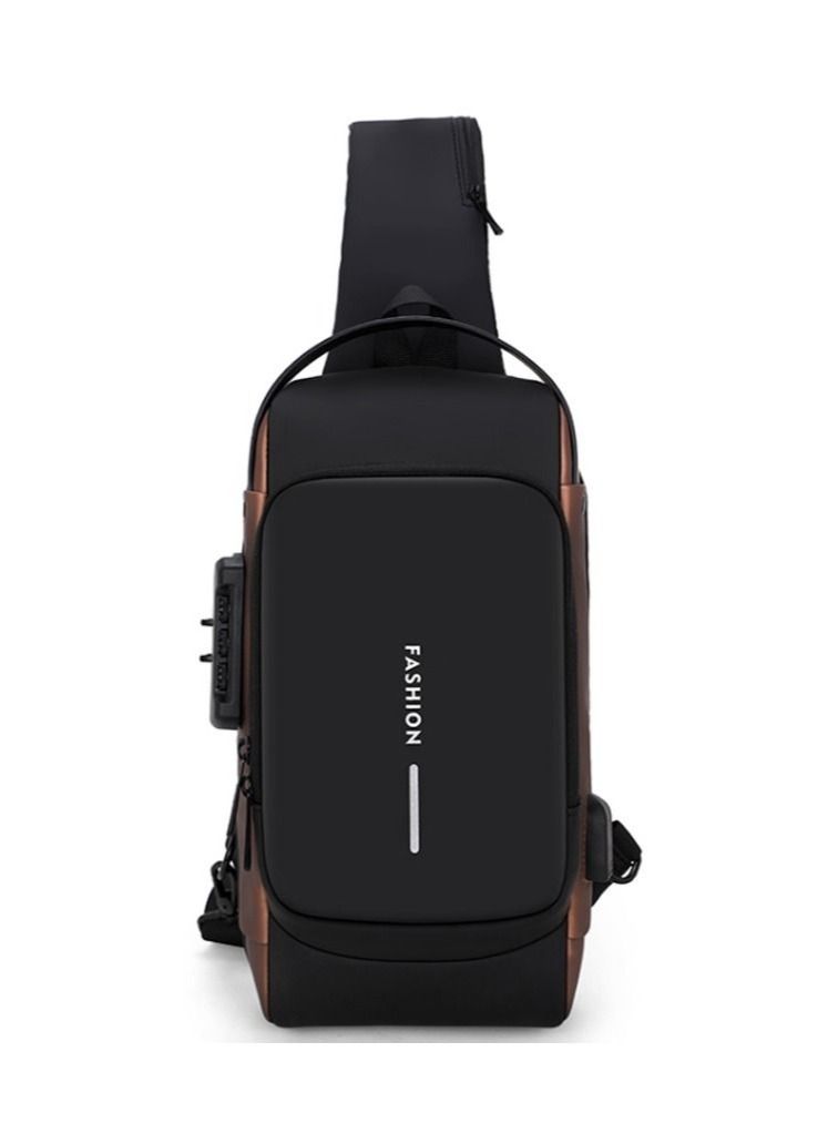 USB Charging Sports Bag Male Anti-theft Chest Bag With Password Lock Large Capacity Waterproof Sports Crossbody Daypack