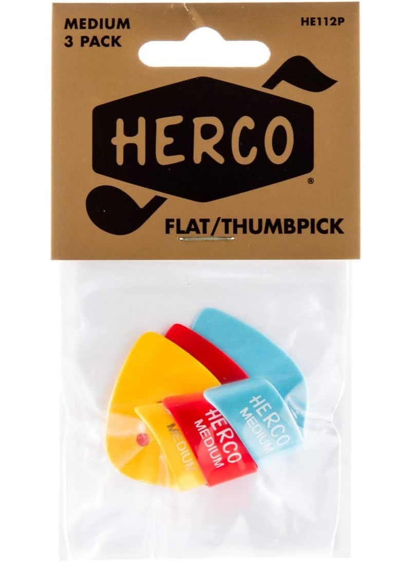 Herco Herco HE112P Flat Thumbpicks, Medium, 3/Player's Pack - Image 1