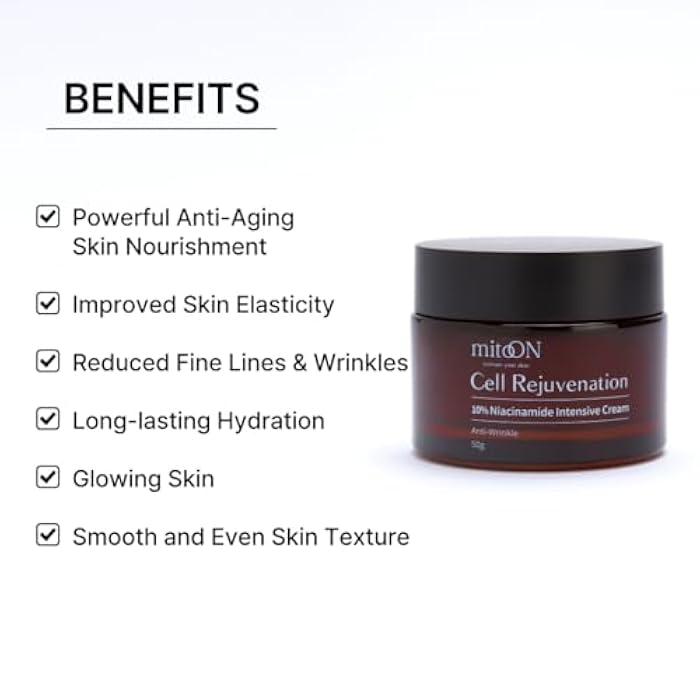 mito:ON Mito-on Cell Rejuvenation Anti-Aging Cream, 50g / 1.76 oz - 10% Niacinamide, Vitamin B3 and Antioxidants, EGF + Volufiline for Wrinkle Reduction, Elasticity Improvement, Moisturizer, Korean Skin Care - Image 2