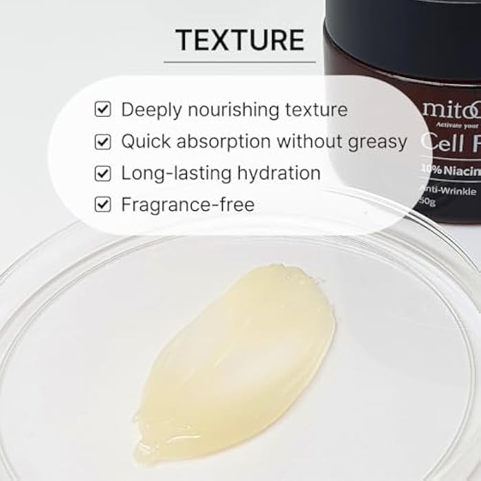 mito:ON Mito-on Cell Rejuvenation Anti-Aging Cream, 50g / 1.76 oz - 10% Niacinamide, Vitamin B3 and Antioxidants, EGF + Volufiline for Wrinkle Reduction, Elasticity Improvement, Moisturizer, Korean Skin Care - Image 4