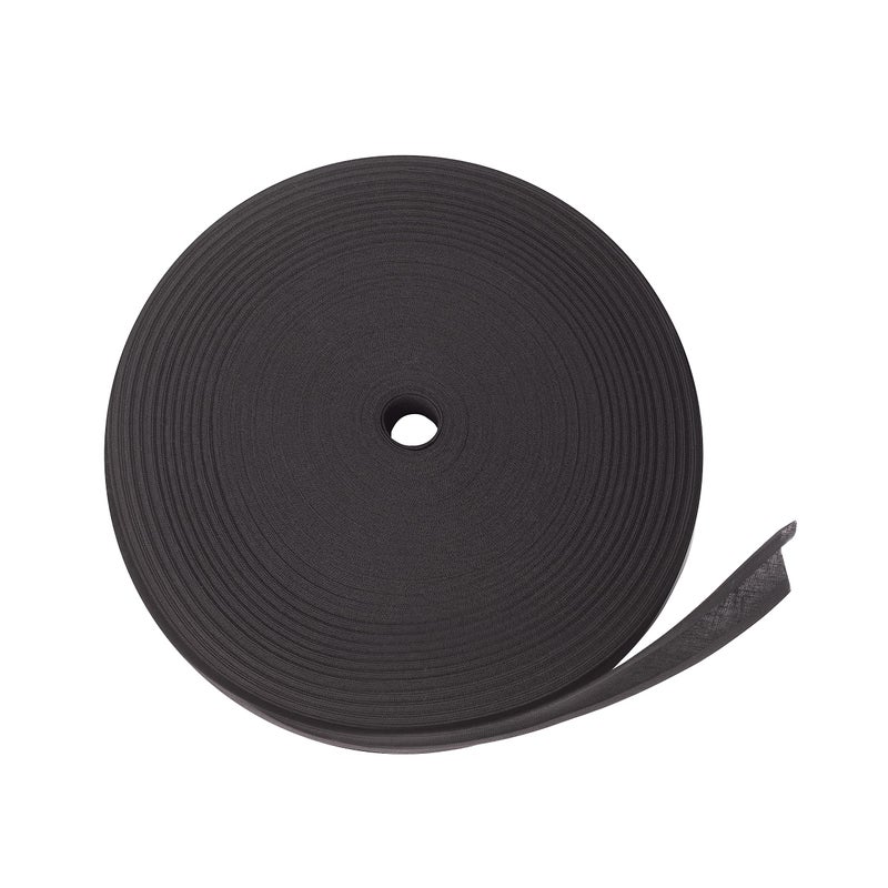 Realm Bias Binding Tape Cotton Black  White 1 Inch  25mm  5 Metres Black  5m