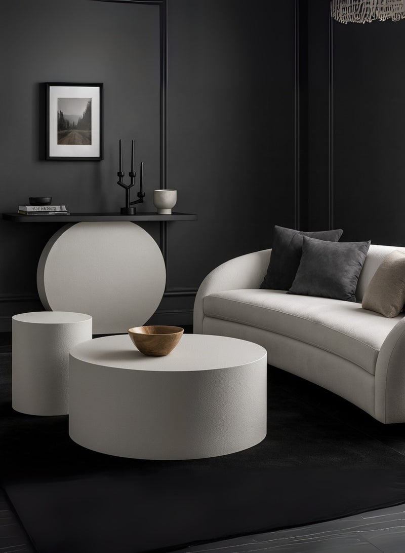 Karnak 2-Piece Round White Coffee Table Set – Modern Minimalist Luxury Center Tables for Living Room, Balcony & Garden UAE - Image 5