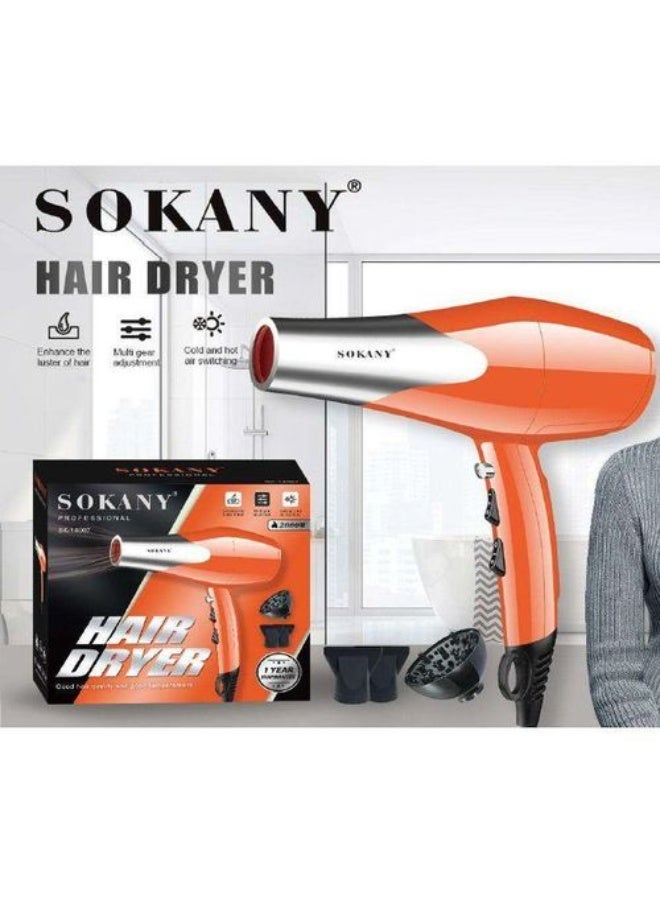 sokany SK-14007 Professional 2000W Hair Dryer SK-14007, Fast Drying Blow Dryer with 2 Speed & 2 Heat Settings, Ergonomic Hang Loop, Sleek Lightweight Design, Home & Salon Use - Image 2