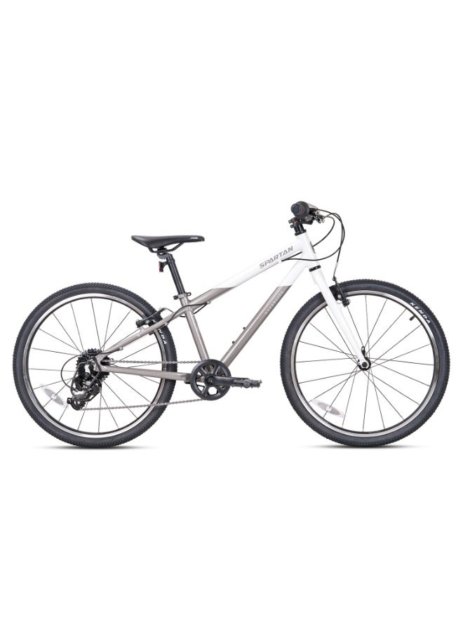 سبارتان دراجة سبارتان هايبرلايت 20 بوصة من الألمنيوم – إطار ألمنيوم 6061 فائق الخفة، نظام تروس شيمانو 7 سرعات، هندسة جيوتيك جونيور، فرامل جنوط تيكترو، إطارات 20×1.75، دراجة أطفال خفيفة الوزن | SP-3325-WHTGO-20 - Image 2