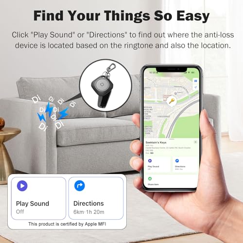 Seektain Air Tracker Tag-6 Pack, Smart Bluetooth Tracker Work with Apple Find My(iOS Only), Luggage Tracker Tag for Key, Luggage, Backpack, Suitcase, Replaceable Battery, weTag, Black - Image 5