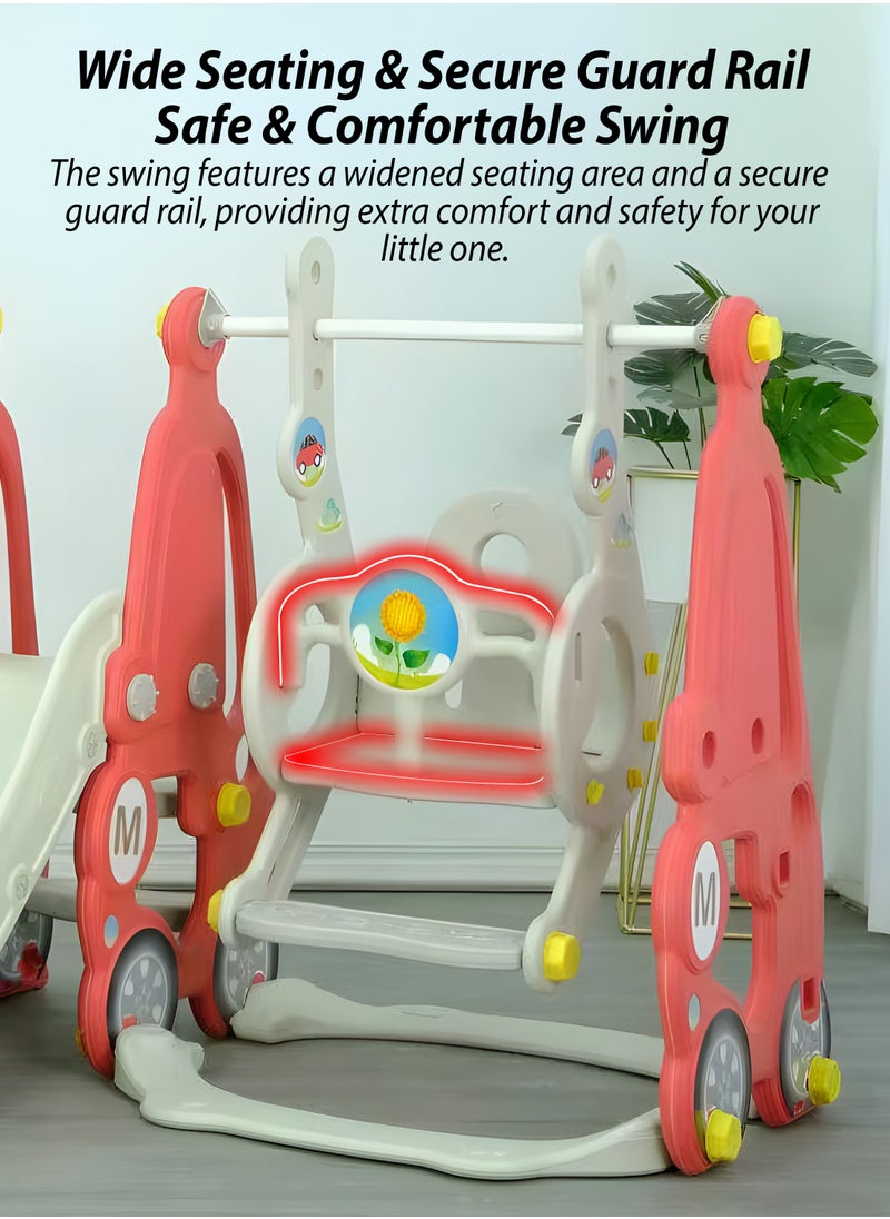 DBLEW - 3 in 1 Kids Slide and Swing Playset with Basketball Hoop Height Adjustable Swing with Backrest and Footrest, Detachable Smooth Curved Slide with Safety Rails, Non-Slip Pedal Stairs, Indoor & Outdoor Playground for Toddlers & Children Playing Toy Baby Hanging Chair Kindergarten Baby Large Playground For Fun and Enjoyment - Image 1