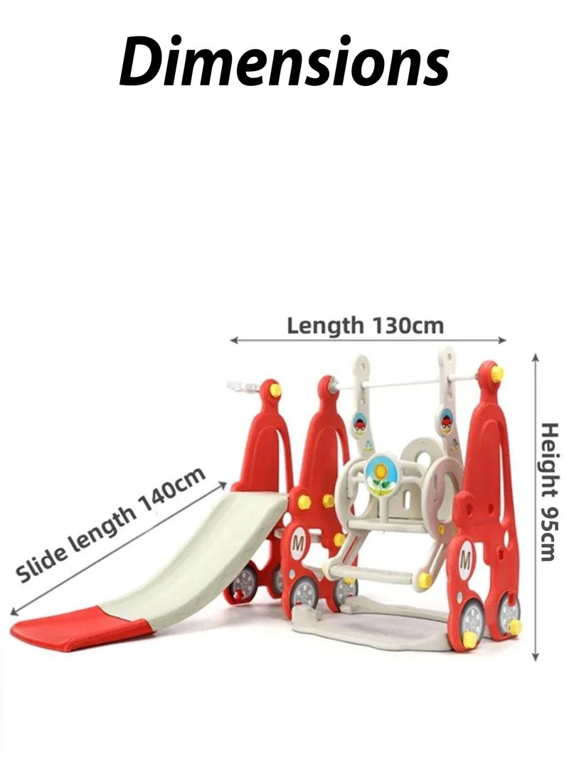 DBLEW - 3 in 1 Kids Slide and Swing Playset with Basketball Hoop Height Adjustable Swing with Backrest and Footrest, Detachable Smooth Curved Slide with Safety Rails, Non-Slip Pedal Stairs, Indoor & Outdoor Playground for Toddlers & Children Playing Toy Baby Hanging Chair Kindergarten Baby Large Playground For Fun and Enjoyment - Image 1