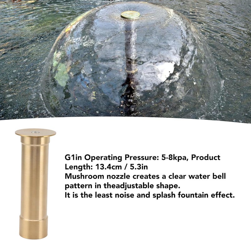 Adjustable Mushroom Fountain Nozzle, Brass Garden Pond Sprinkler, 15.3CM G1.5in - Dynamic Landscape Effects, 360 Degree Spray Angle, Ideal for Parks and Amusement (G1in) - Image 5