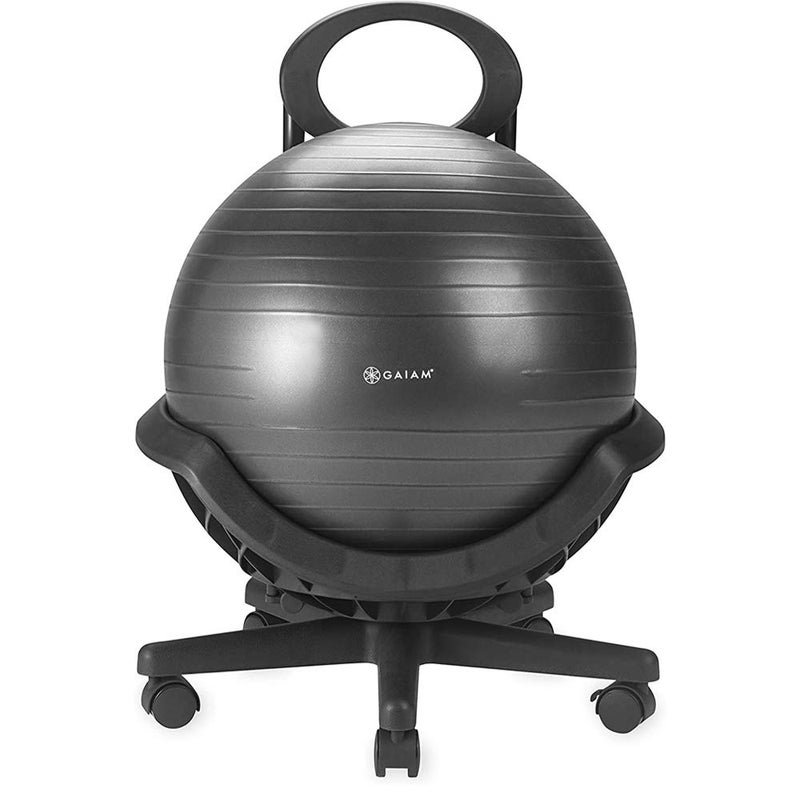 Gaiam Ultimate Balance Ball Chair Premium Exercise Stability Yoga Ball Ergonomic Chair for Home and Office Desk with Reinforced Base Air Pump Exercise Guide Black