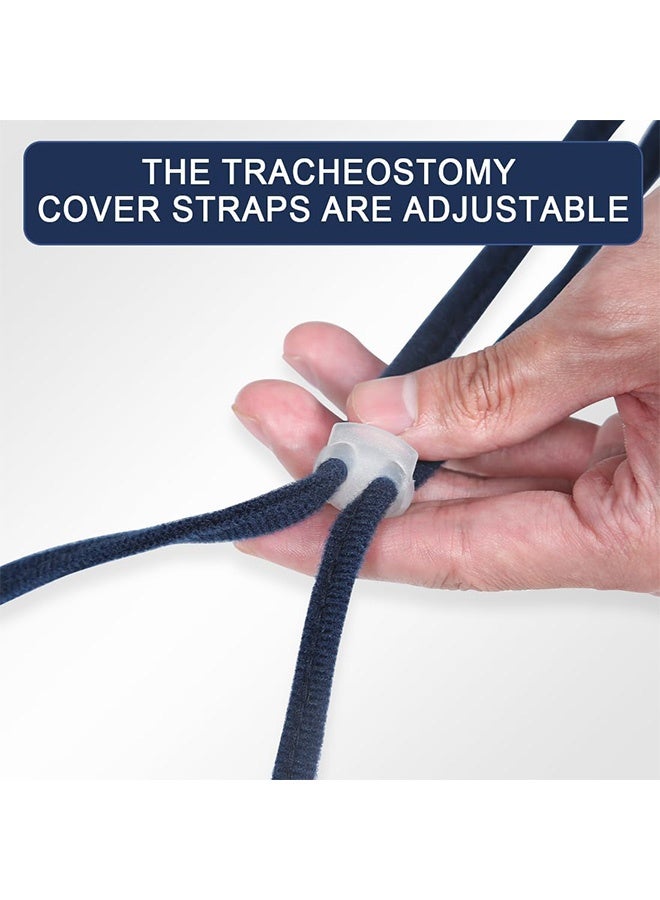 EHUSPU Tracheostomy Neck Stoma Cover,Breathable Laryngectomy Cover for Tracheotomy Care,Tracheal Care Supplies-Adjustable Neck Trachea Protector (Navy-5PCS, Large)  - Image 5