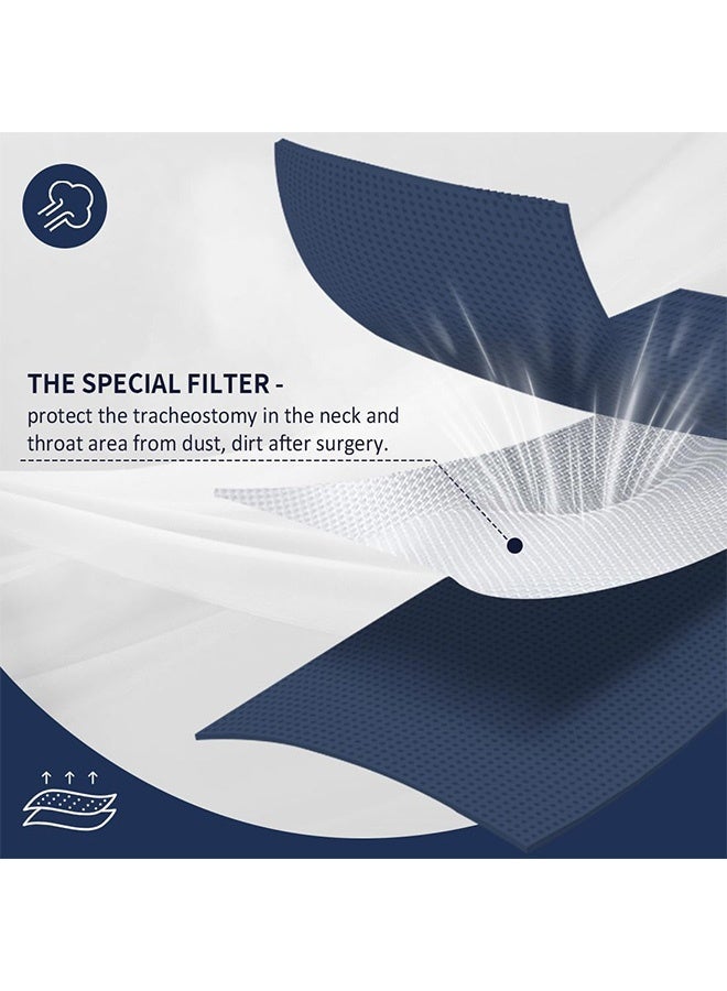 EHUSPU Tracheostomy Neck Stoma Cover,Breathable Laryngectomy Cover for Tracheotomy Care,Tracheal Care Supplies-Adjustable Neck Trachea Protector (Navy-5PCS, Large)  - Image 4