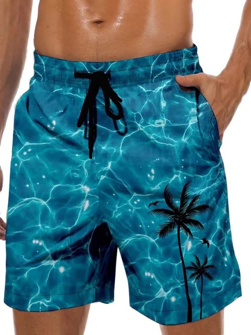Lzzidou Men's Swim Trunks Hawaiian Bathing Mesh Lining Suit Swimsuits Beach Shorts with Pockets - Image 1