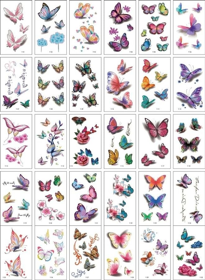 30 Sheets  DIY Temporary Tattoo Fashion Designs for Body - Image 1