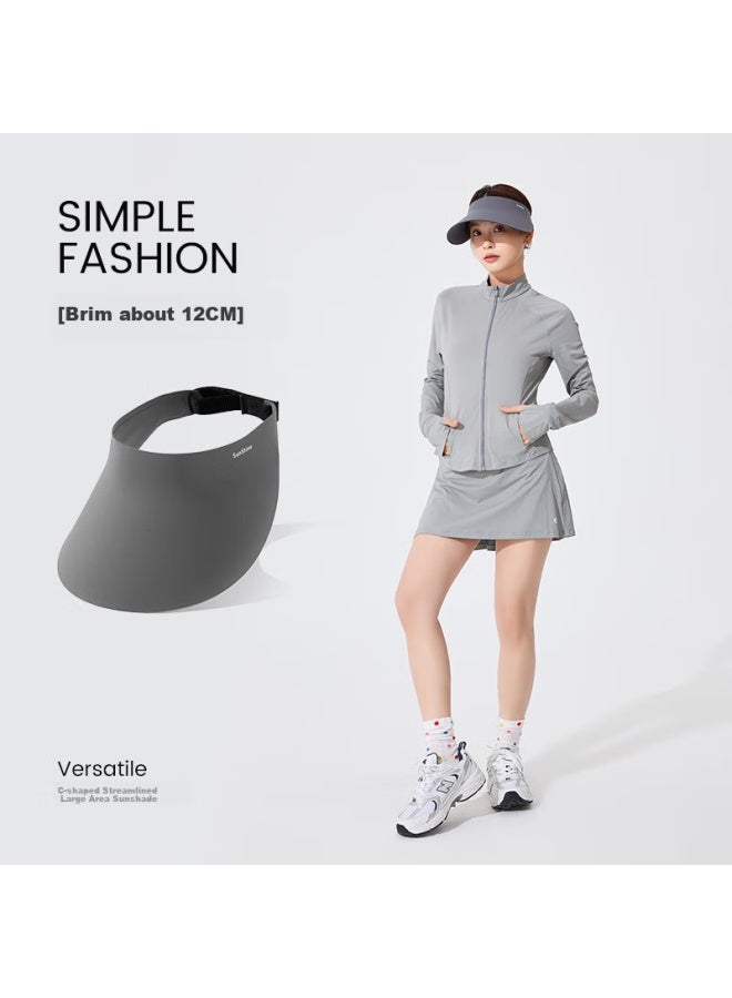 Fancet Women's Summer Seamless Integrated Visor Hat, Uv Protection Sun Hat, Casual Foldable Sunshade Cap, Space Gray - Image 2