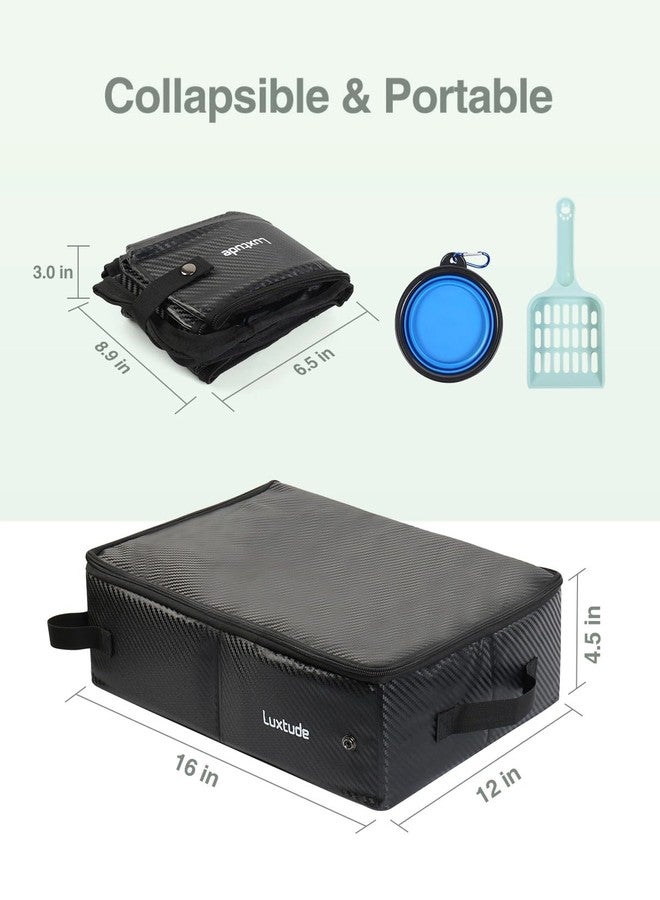 لوكس تيود صندوق فضلات القطط للسفر من لوكستود، حقيبة فضلات محمولة للقطط، حقيبة فضلات سفر للقطط بغطاء بسحاب، صندوق فضلات قابل للطي للسيارة، حقيبة فضلات قابلة للطي، بدون رائحة وسهلة التنظيف، مانعة للتسرب - Image 5