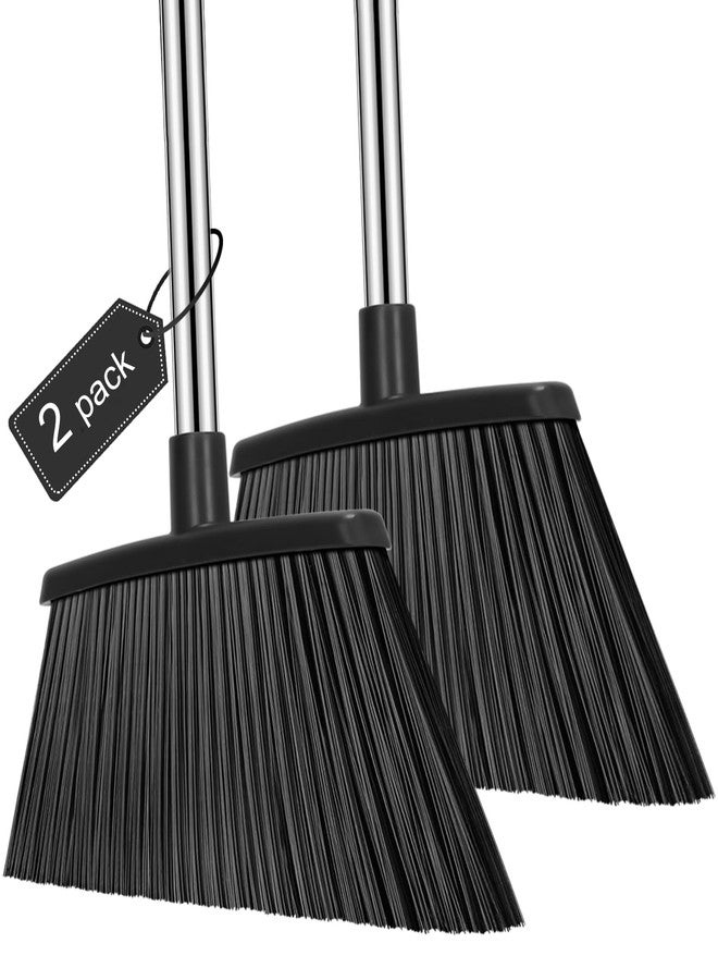 NACENA Heavy Duty Broom, 55 Inch Long Handle Outdoor Large Angle Brooms, Commercial Broom for Sweeping Indoor, for Home Garage Kitchen Office Courtyard Lobby Patio Lawn Concrete, 2 Pack, Black - Image 1