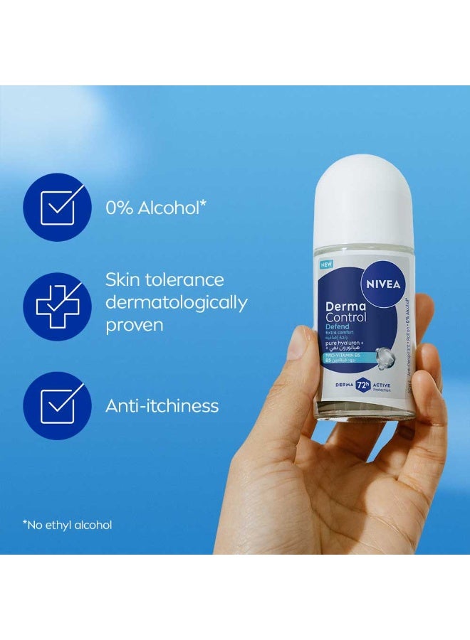 Nivea Derma Control Defend Extra Comfort Anti-Perspirant Roll-On With Pure Hyaluron 50ml - Image 5
