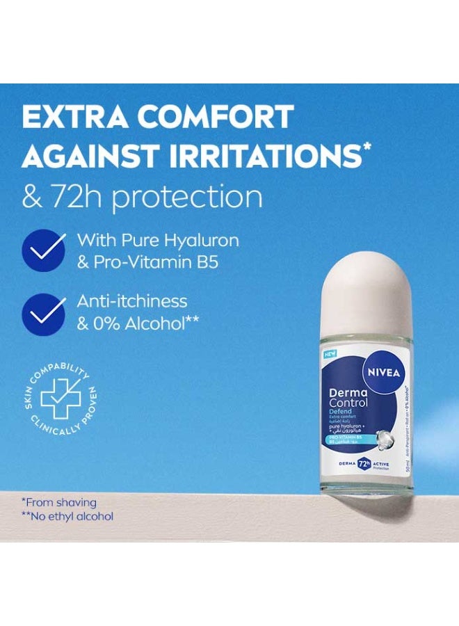 Nivea Derma Control Defend Extra Comfort Anti-Perspirant Roll-On With Pure Hyaluron 50ml - Image 2